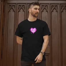 Camisa Masculina Love com Estampa de Coração Frontal 100% Algodão Malha Reforçada Confortável