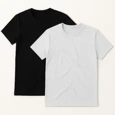 Kit 2 Camisetas Básicas 100% Algodão Moda Masculina Confortável Preto Branco
