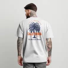 Camiseta Básica Estampa Surf California 100% Algodão Moda Masculina Malha Confortável Reforçada