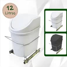 Lixeira Aramada Simples Deslizante  Fixação de Base - 12 Litros - Tampa Basculante(JAGUAR)