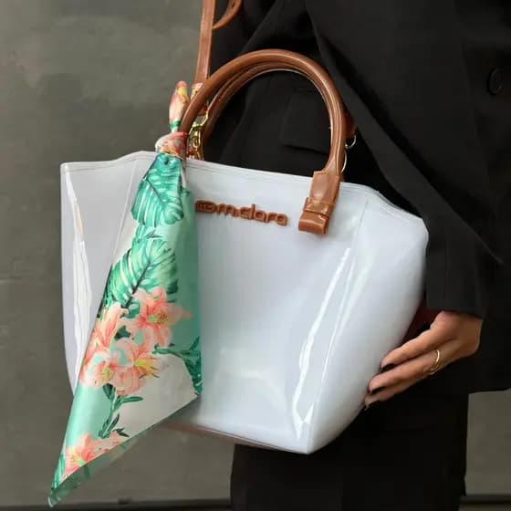Bolsa Feminina Elegante com Lenço Decorativo Estilo Moderno Luxo Alça Fashion Tendência Promoção