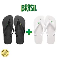 Conjunto Premium de Chinelos Unissex Branco e Preto | Masculino e Feminino | 1, 2 ou 3 Pares Promoção