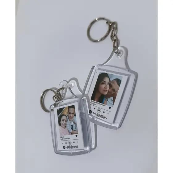 Kit 2 Chaveiros Acrílico Spotify Personalizado com foto 3x4