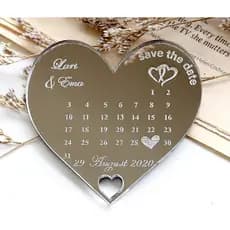 Kit Imã de geladeira com calendário em acrílico espelhado, casamento, aniverário