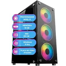 PC Gamer MultiPc RTX2060 6GB Intel i7 11ª Geração 16GB SSD 512GB Windows 11 Poder Máximo nos Jogos