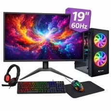 Computador Gamer Ryzen 5 5600 GPU GT730 RAM 16GB SSD 256GB + Monitor 19" + Kit Gamer