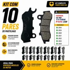 Pastilhas Freio Dianteira CG 160 Titan Fan CBS Kit 10 UN 2018 2019 2020 2021 2022 2023 2024 DFP20906