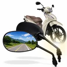 Retrovisor Biz 100/ 125 1999 a 2017 Par Espelho Moto Para NXR Bros Cg Pop Rosca 10 mm