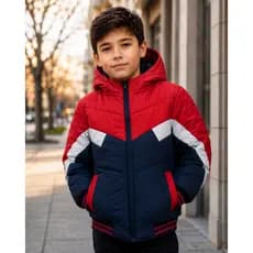 Jaqueta Bobojaco Puffer Menino Quente Frio Apeluciada Infantil com Capuz Removivel