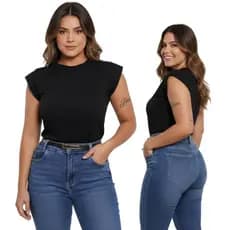 Blusa Camiseta Feminina Muscle Tee com Tecido Viscolaycra Casual Social Manga Morcego
