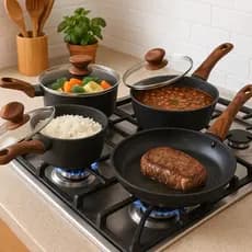Panelas Conjunto 4 Peças Antiaderente Tampa Vidro Caçarolas Frigideira Cozinha Completo