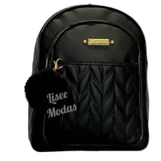 Mochila Feminina Bolsa Três Repartições Alça Ajustável Versátil + CHAVEIRO POMPOM