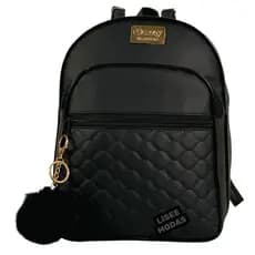 Bolsa Mochila feminina Reforçada De 3 Compartimento Couro Sintético. MODA  PREMIUM