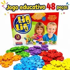 Brinquedo Educativo De Encaixe Lig Lig 48 Peças Didático Para Crianças