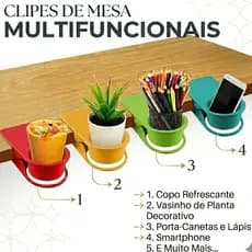 Porta Copos Suporte de Copo Organizador de Mesa para Escritório Clipes de Mesa Multifuncionais