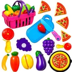 Brinquedo Kit Comidinha Infantil Corta Fruta Legumes Pizza Corte Peças Cozinha Menina