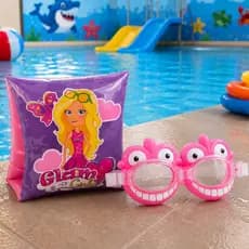 Kit Oculos Natação Infantil+ Boia de Braço Para Piscina Praia Menina Unissex