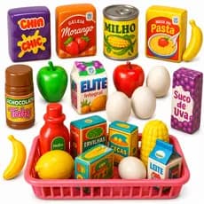 Kit Brinquedos Infantil Menina Menino 13 Peças Comidinha Brinquedo Mercadinho Cozinha Infantil