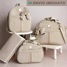 bolsa maternidade com 4 peças luxo mochila bolsa pequena e trocador para bebê menino e menina(AD 4P)