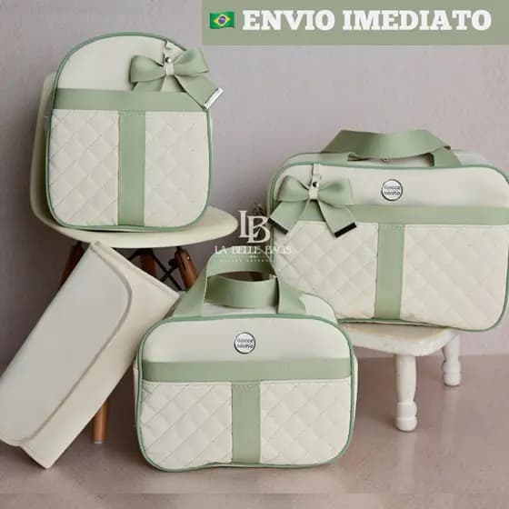 Mala Maternidade com 4 peças  para bebê menino/menina bolsa maternidade luxo (AD fita novo)