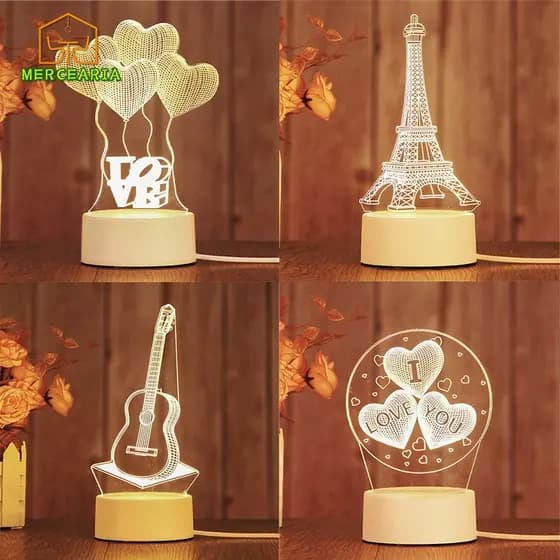 Luminária de Mesa de LED 3D Criativa / Luz Noturna Decorativa / Presente