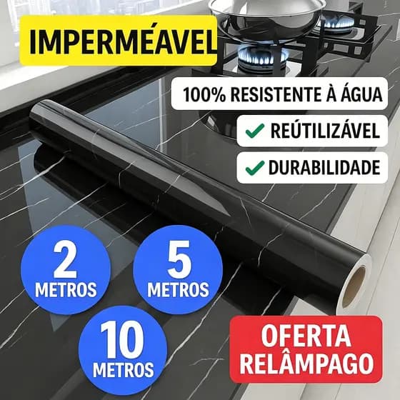 Papel de Parede Mármore Preto para Quarto Sala Imperial 5m x 45cm Adesivo Marmorizado Autocolante