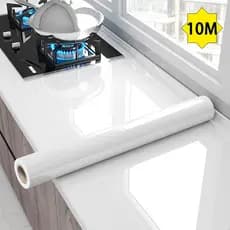 5/10 Metros Adesivo Vinil Branco + Espátula para Aplicação Móveis Geladeira Fogão Decoração Lavável