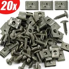 fender 10/20pcs Clipes Metálicos Tipo U Jogo De Parafusos Para Pára-Choques De Carro Fixadores De Base Fivelas De Parafuso Auto-Roscantes Clip