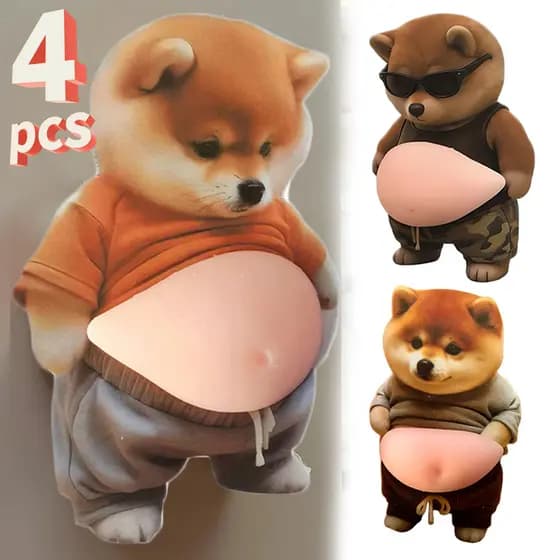 Adesivos 3D Filhote De Cachorro Bonito Protetor Anti-Bump Espremível Mole Adesivo De Barriga Cão De Desenho Animado Deca