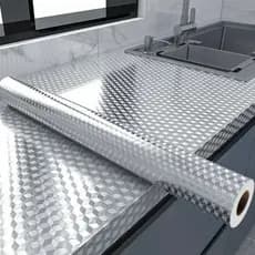 5/10/15 Metros Rolo Papel Adesivo De Alumínio 3D Impermeável Proteção Para Parede Moveis Cozinha Fogão top