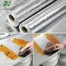 Papel De Alumínio Rolo Adesivo Prova Da Agua Para Cozinha Adesivo Impermeável Protetor Fogão Armário