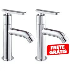 2 Torneiras Banheiro Lavatório Bica Alta Alavanca Luxo Moderna Cromado 1/4 De Volta Pia Mesa Cuba
