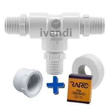 Kit Completo Adaptador Conector Tee Torneira Monocomando 1/2" + Bucha + Veda Rosca Facil instalação