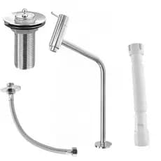 Kit Banheiro Torneira Alta Metal Cromada + Válvula + Engate 60cm + Sifão Universal Completo Premium