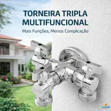 Torneira Em Metal 3 Saidas Tripla Multifuncional Maquina Lavar Multiuso Lavanderia Envio Imediato