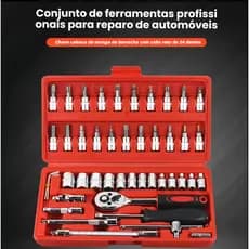 kit ferramentas completo 46 Peças Jogo De Soquetes Chave Catraca Reversível Com Maleta Jogo De Ferramentas Completo