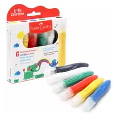 KIT TINTA GUACHE LITTLE CREATIVES COM PINCEL 6 CORES ATÓXICA ESCOLAR