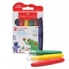 GIZ DE CERA JUMBO FABER-CASTELL LITTLE CREATIVES 6 CORES RETRÁTIL