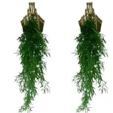 Pendente de Samambaia Folhagem Artificial 79 cm Matinho Realista Para Decoração de Prateleira