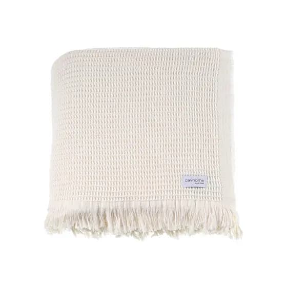 Manta Sofa Piquet Creme 2,20x2,50m Gigante Grossa Decorativa 100% Algodão Capa Protetora