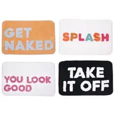 Tapete de Microfibra Antiderrapante 40 x 60 cm Fun House by Seanite Fofo Peludo Letras Frases