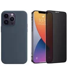 Capa Para iPhone 14 Pro Max Azul + Película Privacidade + Película Câmera