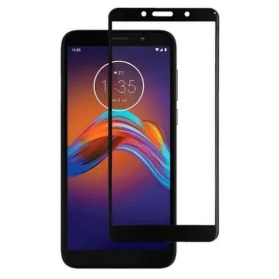 Película De Vidro Para Moto E6 Play 3D Preto Cobre Toda Tela -