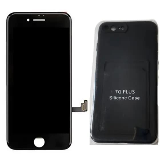 Tela Lcd Touch Iphone 8 Plus Preto + Capa Capinha