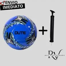 Kit Bola De Futebol De Campo + Bomba De Ar Manual Portatil Para Encher Bola Couro Sintetico Costurada