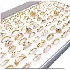 kit 8 anel feminino banhado a ouro 18k anel Dourado