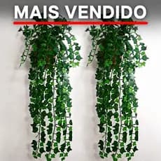 1 Kit Vaso trançado + 2 Planta Pendurada Verde  Artificial Parede Varanda pendente verde caida Enfeite