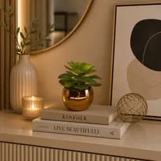 Vaso Decorativo Dourado Brilhante Redondo Plástico Mini Cachepot