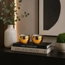 Kit 2 Vasinhos Decorativos Dourados Luxuosos Para Ambientes Sofisticados 2026