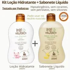 Kit Loção Hidratante + Sabonete Líquido da Bebê Orgânico 200 ml cada
